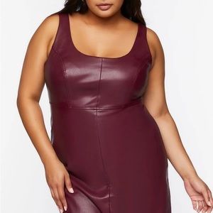 Beautiful and Sexy Burgundy Faux Leather Dress (New)